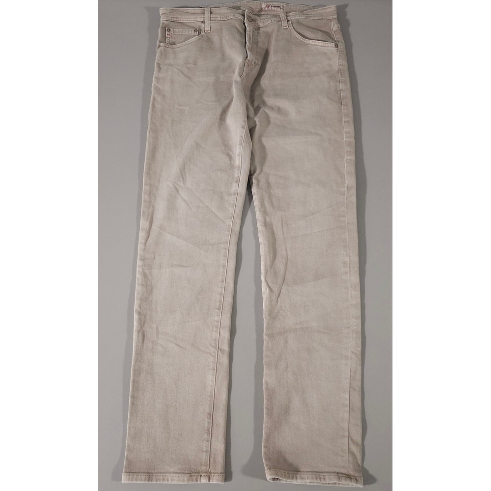 AG Tellis Modern Slim Jeans Mens 38x33 Tan Khaki AG-ed Denim Stretch Pants